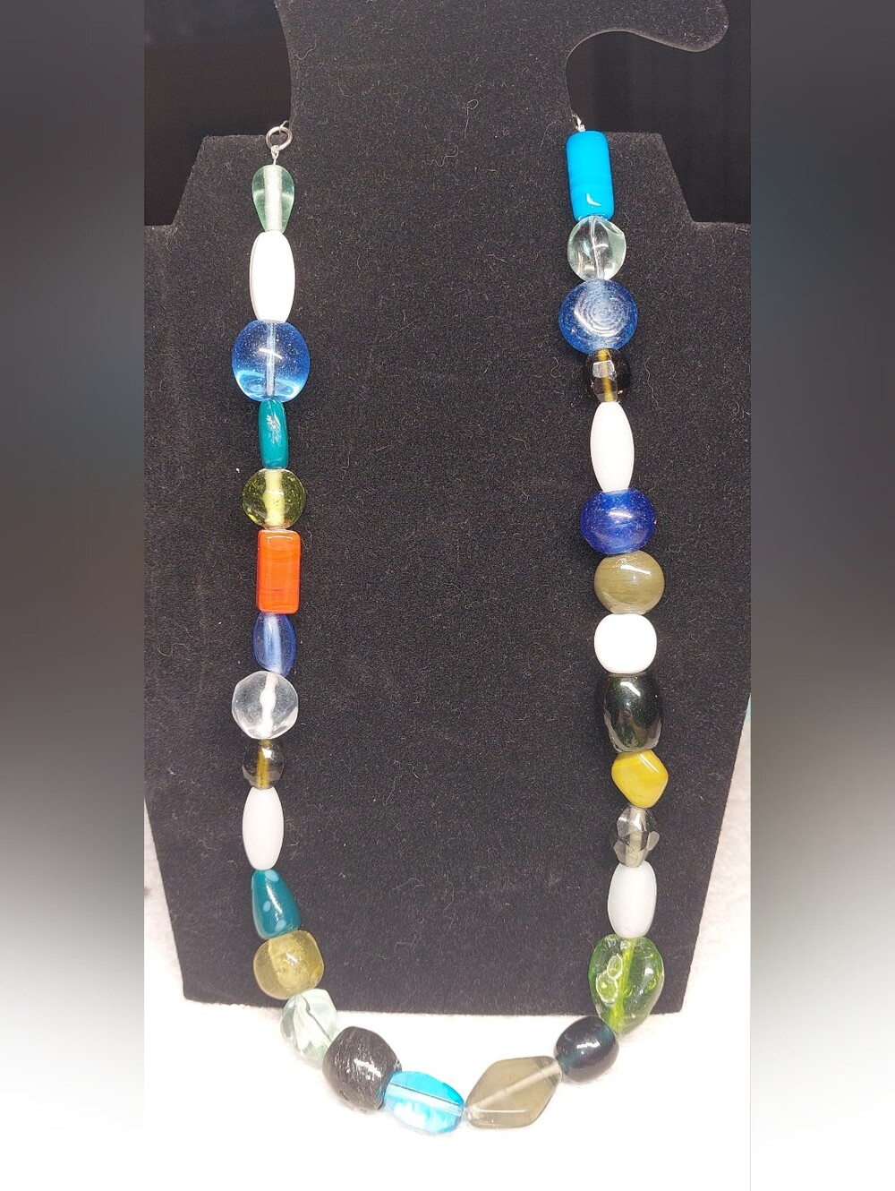 Handmade ONE OF A KIND Multicolor Glass Bead Necklace - Women Jewelry 3 in Exten